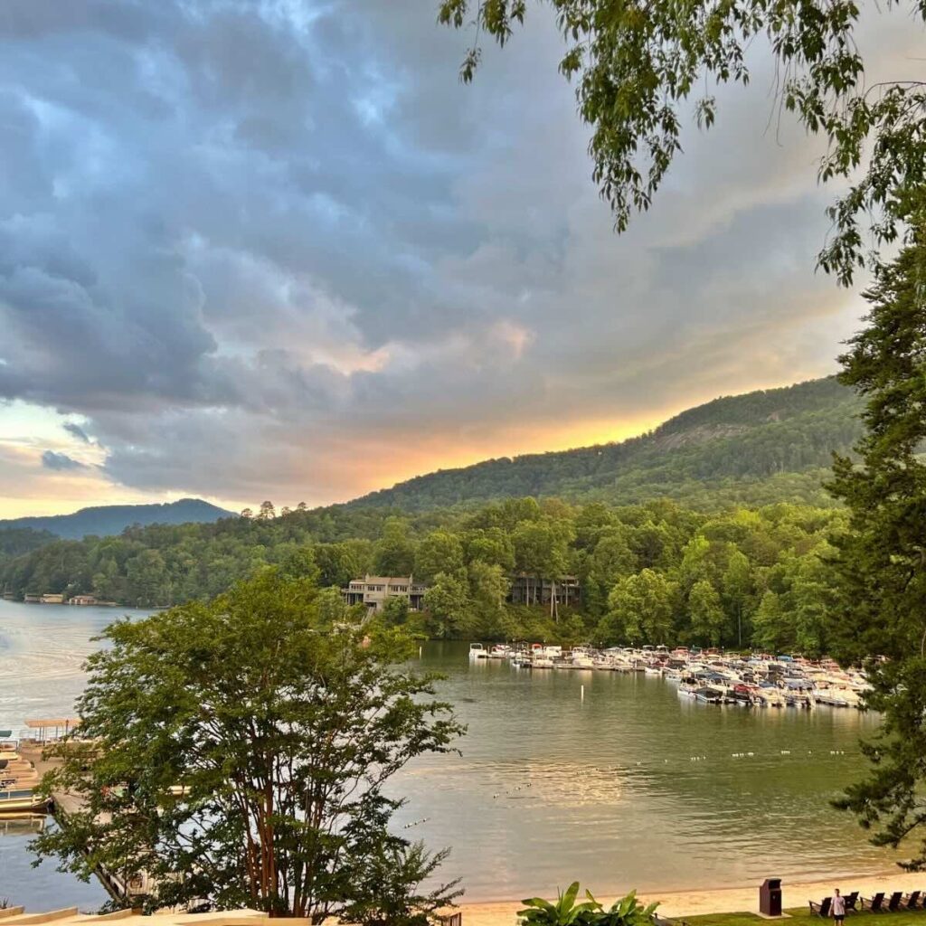 Sunset over Rumbling Bald on Lake Lure